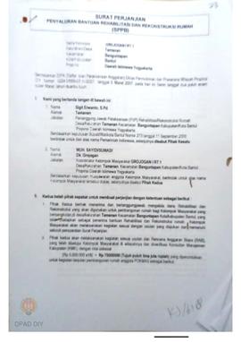 Surat Perjanjian Penyaluran Bantuan Rehabilitasi dan Rekonstruksi Rumah (SPPB)Rusak Berat, Nama K...