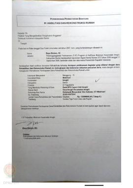 Permohonan Pembayaran Bantuan Rehabilitasi dan Rekonstruksi Rumah, Nama Kelompok Masyarakat Mangg...