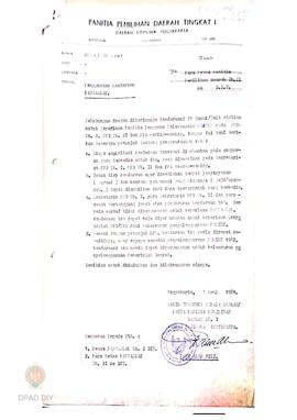 Surat Panitia Pemilihan Daearah Tk Salinan DIY No.66/PPD II/81 tentang Penggunaan kendaraan Panwa...