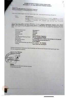 Permohonan Pembayaran Bantuan Rehabilitasi dan Rekonstruksi Rumah, Nama Kelompok Masyarakat Bayak...