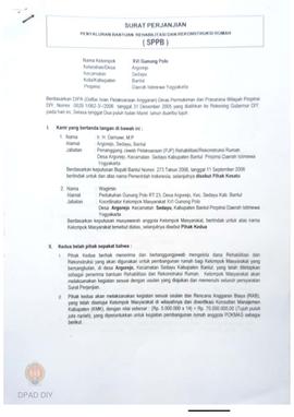 Surat Perjanjian Penyaluran Bantuan Rehabilitasi dan Rekonstruksi Rumah (SPPB), Nama Kelompok Mas...