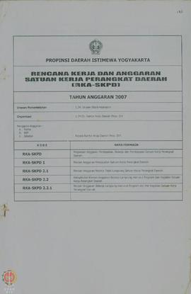Rencana kerja dan anggaran satuan kerja perangkat daerah tahun anggaran 2007