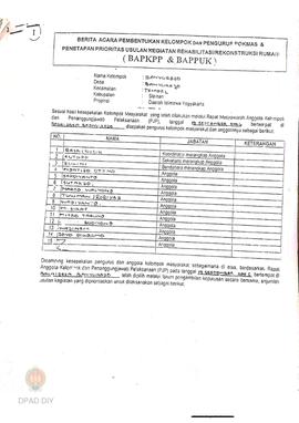 Berita Acara Pembentukan Kelompok dan Pengurus Pokmas dan Penetapan Prioritas Usulan Kegiatan Reh...