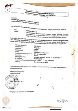 Permohonan Pembayaran Bantuan Rehabilitasi dan Rekonstruksi Rumah, Nama Kelompok Masyarakat Petun...