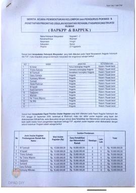 Berita Acara Pembentukan Kelompok dan Pengurus POKMAS & Penetapan prioritas usulan kegiatan R...