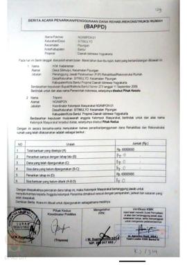 Berita Acara Penarikan/Penggunaan Dana Rehabilitasi/Rekonstruksi Rumah (BAPPD) Rusak Berat, Nama ...