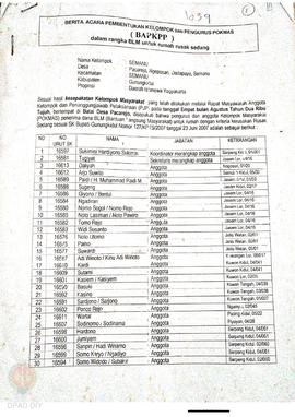 Berita Acara Pembentukan Kelompok dan Pengurus Pokmas (BAPKPP) dalam Rangka BLM untuk Rumah Rusak...