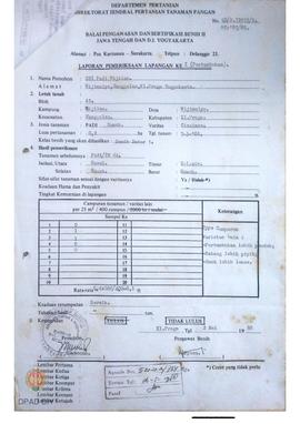 Laporan dari Balai Pengawasan dan Sertifikasi Benih II Jawa Tengah dan DIY  tentang hasil pemerik...