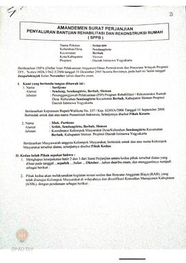 Amandemen Surat Perjanjian Penyaluran Bantuan Rehabilitasi dan Rekonstruksi Rumah (SPPB),  Nama K...