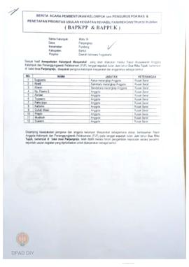 Berita Acara Pembentukan Kelompok dan Pengurus POKMAS & Penetapan prioritas usulan kegiatan R...