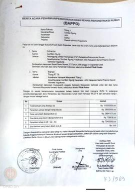 Berita Acara Penarikan/Penggunaan Dana Rehabilitasi/Rekonstruksi Rumah (BAPPD) Rusak Berat, Nama ...