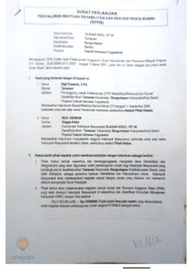 Surat Perjanjian Penyaluran Bantuan Rehabilitasi dan Rekonstruksi Rumah (SPPB)Rusak Berat, Nama K...