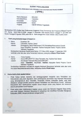 Surat Perjanjian Penyaluran Bantuan Rehabilitasi dan Rekonstruksi Rumah (SPPB), Nama Kelompok Bra...