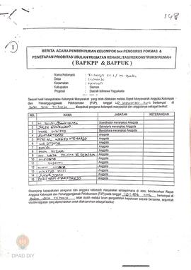 Berita Acara Pembentukan Kelompok dan Pengurus Pokmas dan Penetapan Prioritas Usulan Kegiatan Reh...