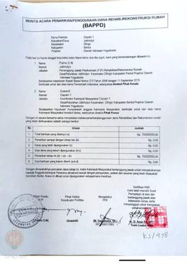 Berita Acara Penarikan/Penggunaan Dana Rehabilitasi/Rekonstruksi Rumah (BAPPD) Rusak Berat, Nama ...
