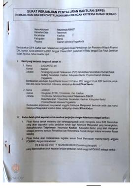 Surat Perjanjian Penyaluran Bantuan Rehabilitasi dan Rekonstruksi Rumah (SPPB), Nama Kelompok Tir...
