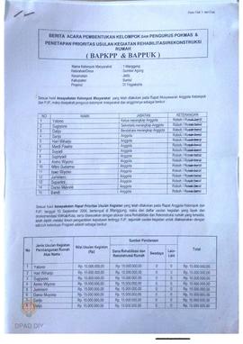 Berita Acara Pembentukan Kelompok dan Pengurus POKMAS & Penetapan prioritas usulan kegiatan R...