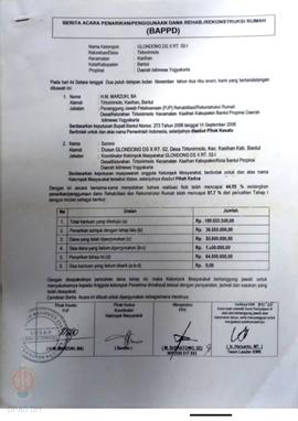 Berita Acara Penarikan/Penggunaan Dana Rehabilitasi/Rekonstruksi Rumah (BAPPD) Rusak Berat, Nama ...