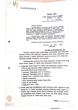Konsep tanggapan awal Pemerintah Kabupaten Dati II Bantul terhadap alternatif rencana perluasan K...