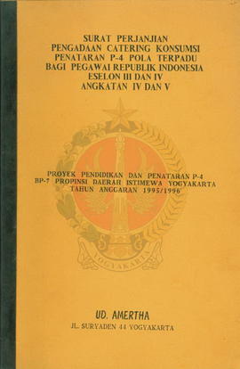 Surat Perjanjian nomor: 027.05/1369 tentang Pengadaan Catering Konsumsi Penataran P-4 pola terpad...