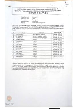 Berita Acara Pembentukan Kelompok dan Pengurus POKMAS & Penetapan prioritas usulan kegiatan R...
