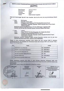 Berita Acara Penarikan/Penggunaan Dana Rehabilitasi/Rekonstruksi Rumah (BAPPD) Rusak Berat, Nama ...