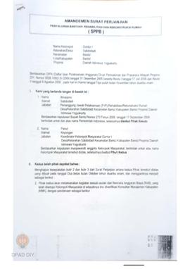 Amandemen Surat Perjanjian Penyaluran Bantuan Rehabilitasi dan Rekonstruksi Rumah (SPPB), Nama Ke...