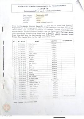 Berita Acara Pembentukan Kelompok dan Pengurus Pokmas (BAPKPP) dalam Rangka BLM untuk Rumah Rusak...