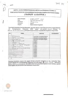 Berita Acara Pembentukan Kelompok dan Pengurus Pokmas dan Penetapan Prioritas Usulan Kegiatan Reh...