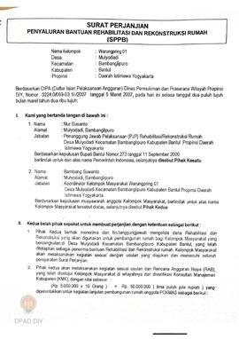 Surat Perjanjian Penyaluran Bantuan Rehabilitasi dan Rekonstruksi Rumah (SPPB), Nama Kelompok Plu...