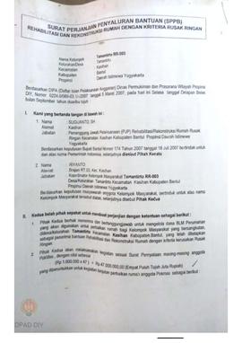 Surat Perjanjian Penyaluran Bantuan Rehabilitasi dan Rekonstruksi Rumah (SPPB), Nama Kelompok Tam...