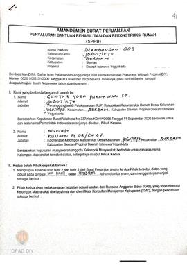 Amandemen Surat Perjanjian Penyaluran Bantuan Rehabilitasi dan Rekonstruksi Rumah (SPPB),  Nama K...