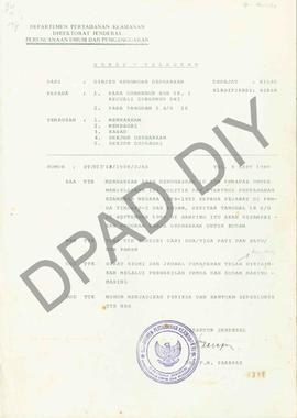 Surat dari Direktur Jendral Perencanaan Umum dan Penganggaran Departemen Pertahanan Keamanan RI, ...