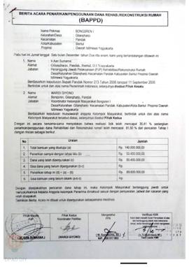 Berita Acara Penarikan/Penggunaan Dana Rehabilitasi/Rekonstruksi Rumah (BAPPD) Rusak Berat, Nama ...