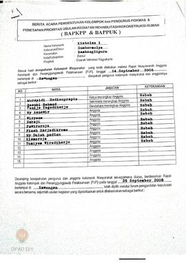 Berita Acara Pembentukan Kelompok dan Pengurus Kelompok Masyarakat dan Penetapan Prioritas Usulan...