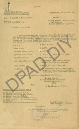 Surat dari Kepala Daerah DIY Sam. Soetarjo, B.Sc kepada Kepala Kantor Jalan dan Gedung DIY periha...