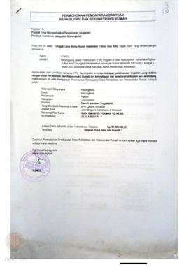 Permohonan Pembayaran Bantuan Rehabilitasi dan Rekonstruksi Rumah, Kelompok Masyarakat Kedungkeri...