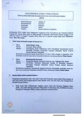 Amandemen Surat Perjanjian Penyaluran Bantuan Rehabilitasi dan Rekonstruksi Rumah (SPPB), Nama Ke...