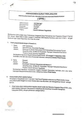 Amandemen Surat Perjanjian Penyaluran Bantuan Rehabilitasi dan Rekonstruksi Rumah (SPPB),  Nama K...