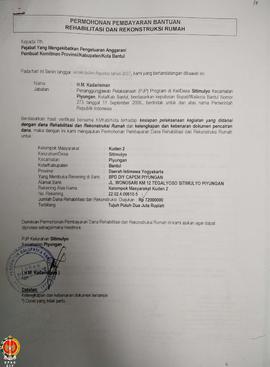 Berkas Laporan Kemajuan Penggunaan Dana Pekerjaan Rehabilitasi dan Rekonstruksi rumah Kelompok Ma...