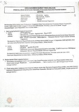Amandemen Surat Perjanjian Penyaluran Bantuan Rehabilitasi dan Rekonstruksi Rumah (SPPB),  Nama K...