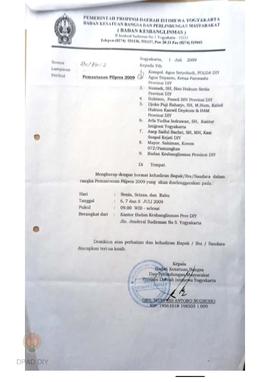 Undangan dari Badan Kesbanglinmas perihal pemantauan pilpres 2009.