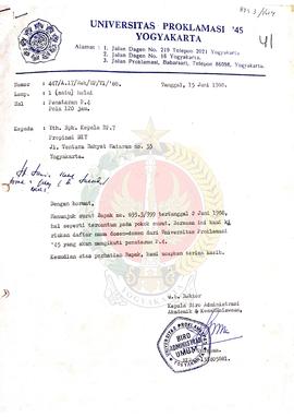 Berkas surat perihal pengiriman daftar nama calon peserta penatar P-4 Pola 120 jam yang diselengg...
