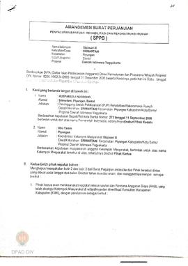 Amandemen Surat Perjanjian Penyaluran Bantuan Rehabilitasi dan Rekonstruksi Rumah (SPPB),  Nama K...