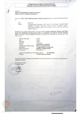 Permohonan Pembayaran Bantuan Rehabilitasi dan Rekonstruksi Rumah, Kelompok Masyarakat Geger, Kel...