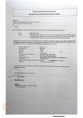 Permohonan Pembayaran Bantuan Rehabilitasi dan Rekonstruksi Rumah, Nama Kelompok Masyarakat Nogos...