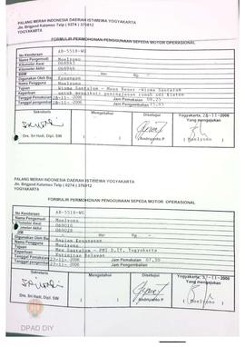 Formulir permohonan sepeda motor operasional PMI DIY