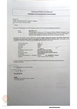 Permohonan Pembayaran Bantuan Rehabilitasi dan Rekonstruksi Rumah, Nama Kelompok Masyarakat Sinde...