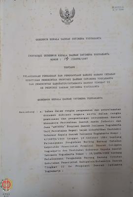 Instruksi Gubernur Kepala Daerah Istimewa Yogyakarta Nomor: 14/INSTR/1997 tentang Pelaksanaan Pen...