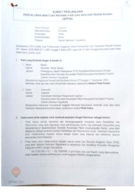 Surat Perjanjian Penyaluran Bantuan Rehabilitasi dan Rekonstruksi Rumah (SPPB),  Nama Kelompok Ma...
